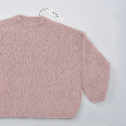 Luftiger grobmaschig gestrickter Mohair  Pullover