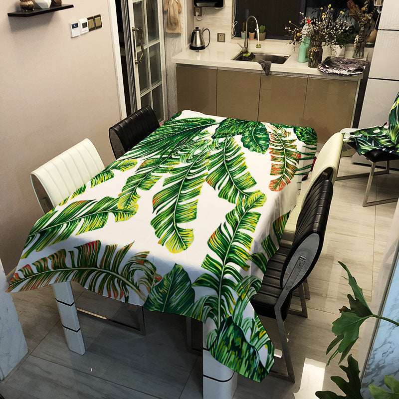 Green Leave Tablecloths Waterproof Kitchen Items