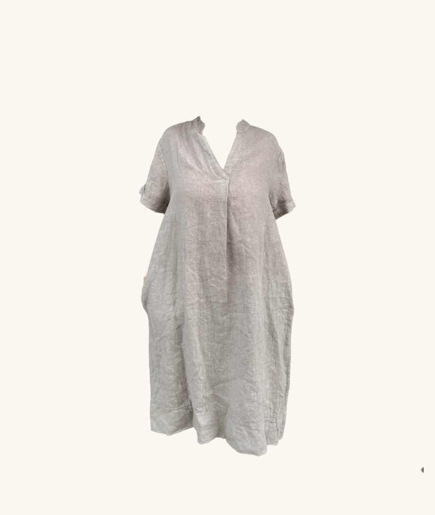 Leinenkleid mit V-Ausschnit