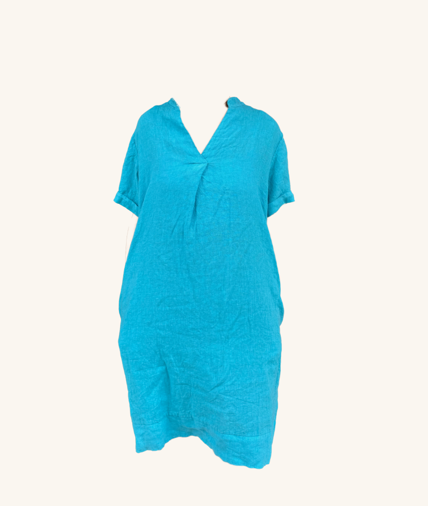 Leinenkleid mit V-Ausschnit