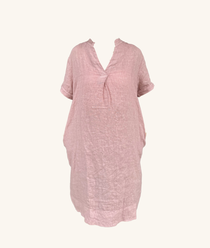 Leinenkleid mit V-Ausschnit