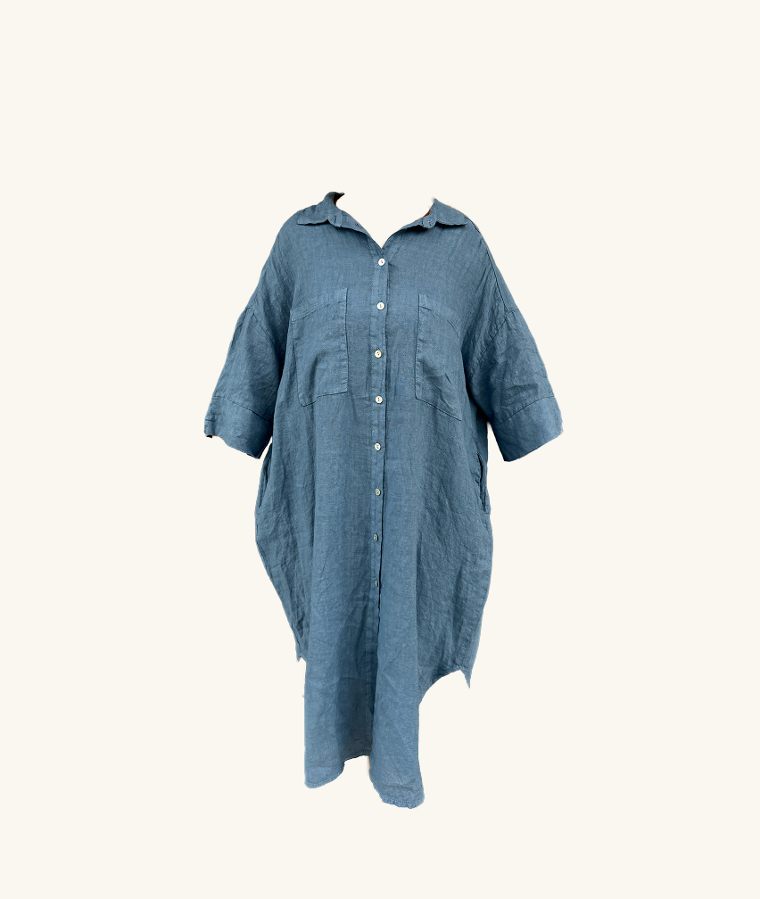 Oversize-Leinenkleid