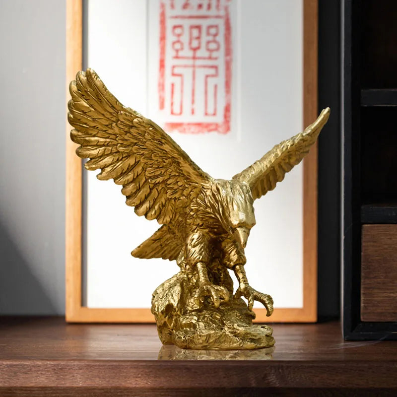 Resin American Golden Eagle Figurines Home Office Desktop Decoration Model Collection Statues Ornament Decor Objects Accessories