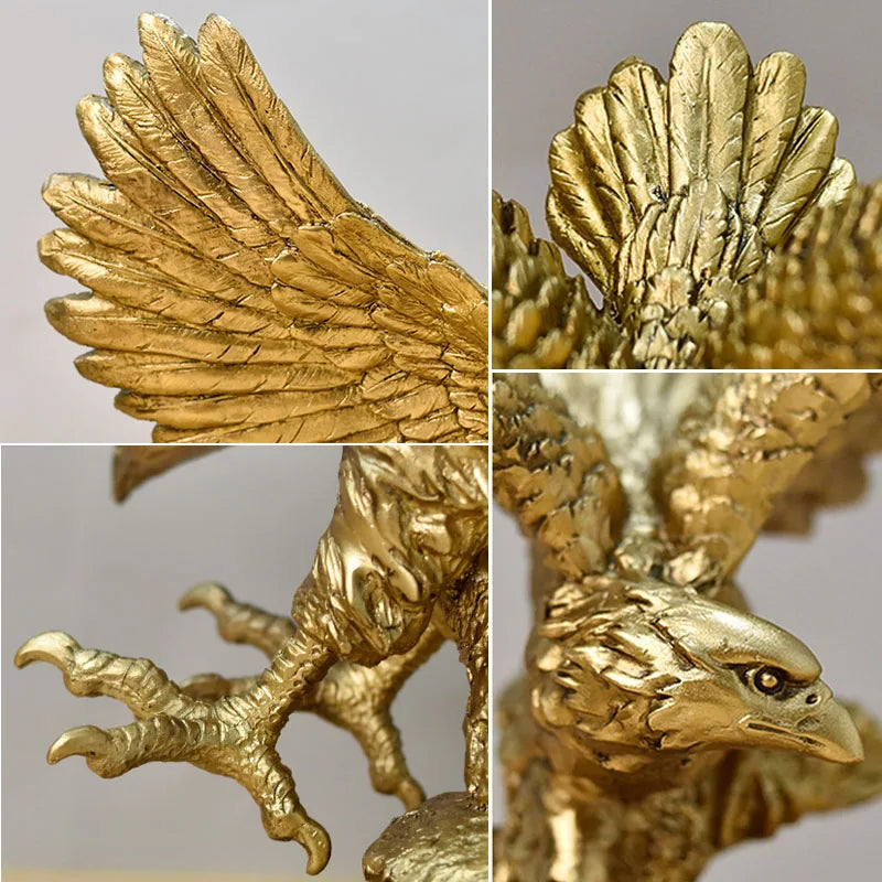 Resin American Golden Eagle Figurines Home Office Desktop Decoration Model Collection Statues Ornament Decor Objects Accessories