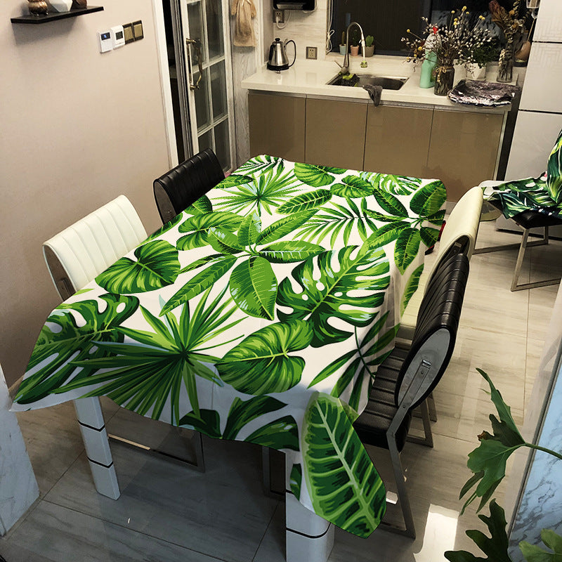 Green Leave Tablecloths Waterproof Kitchen Items