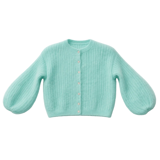 Kid Mohair Strickjacke mit Ballonärmeln