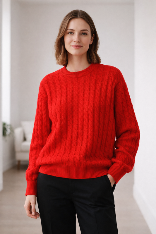 Strickpulli mit Zopfmuster