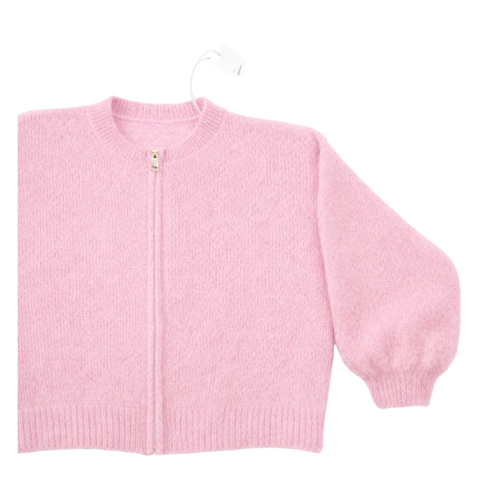 Flauschige Jacke im Bomberstyle mit Reißverschluss