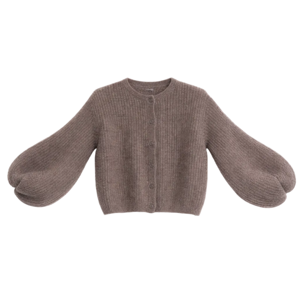 Kid Mohair Strickjacke mit Ballonärmeln