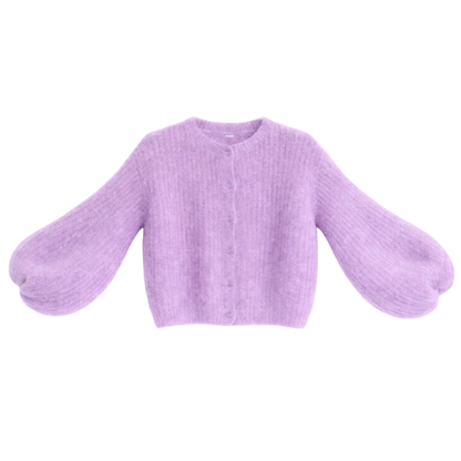 Kid Mohair Strickjacke mit Ballonärmeln