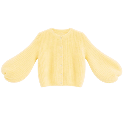 Kid Mohair Strickjacke mit Ballonärmeln