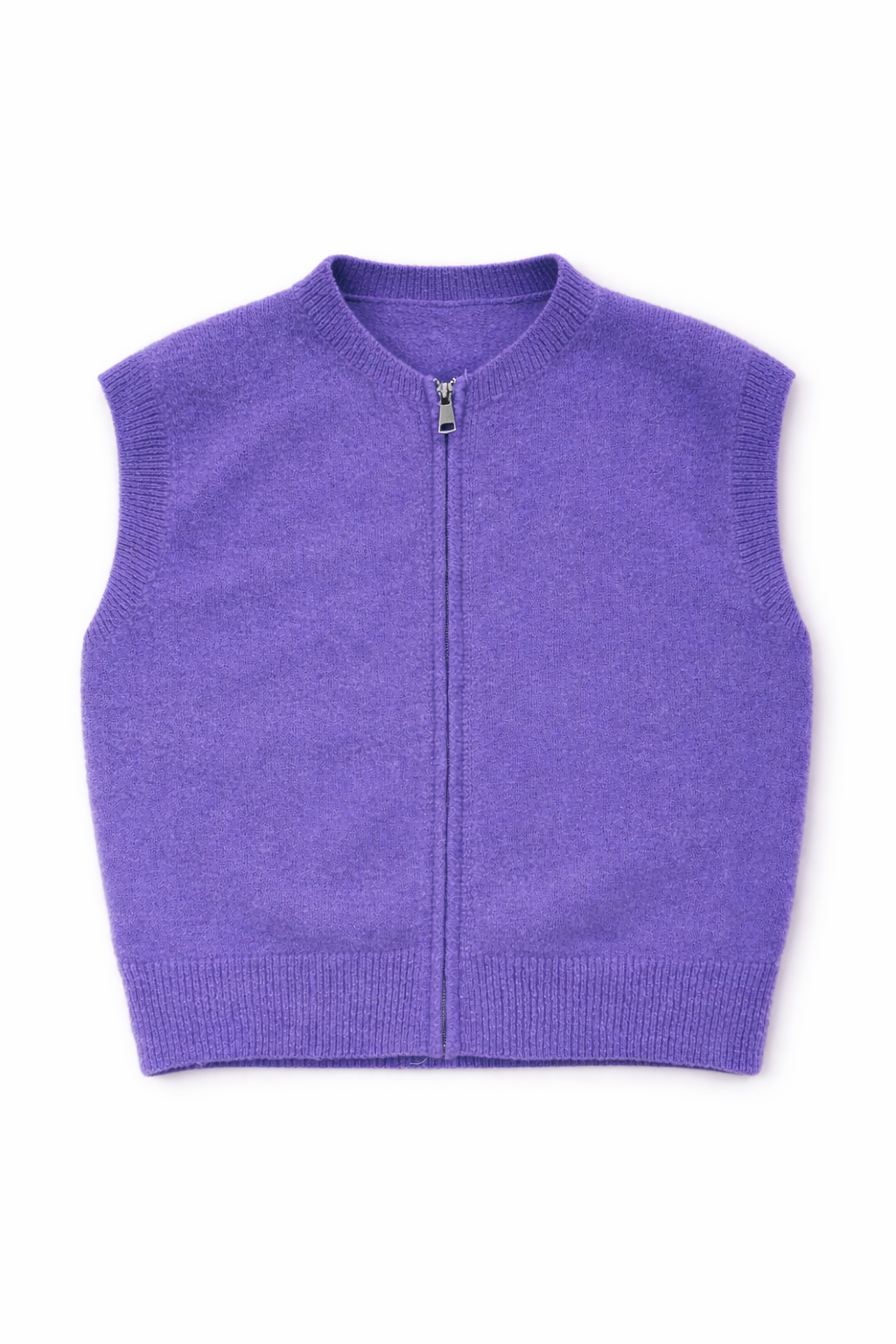 Flauschiger Pullunder im Bomberstyle mit Reißverschluss