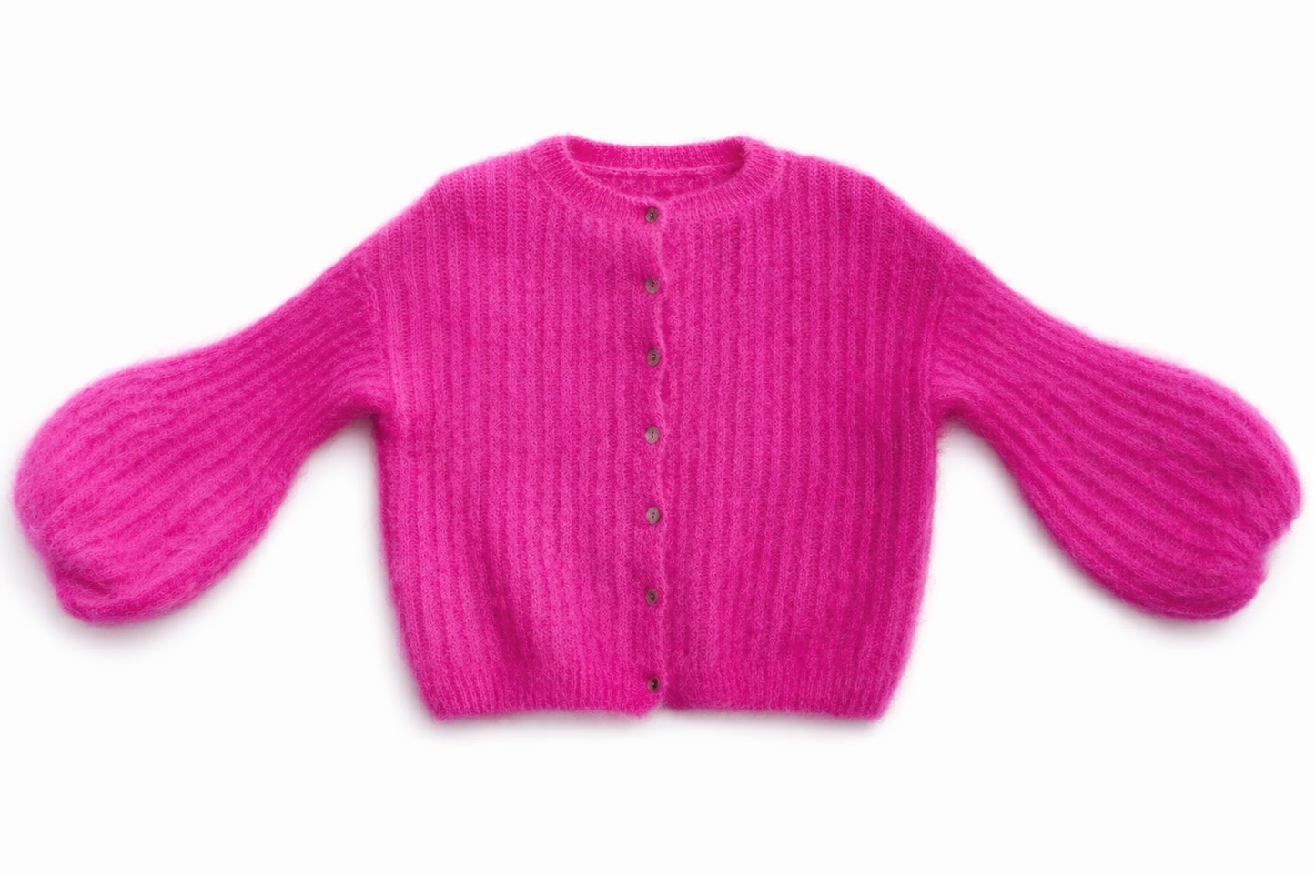 Kid Mohair Strickjacke mit Ballonärmeln