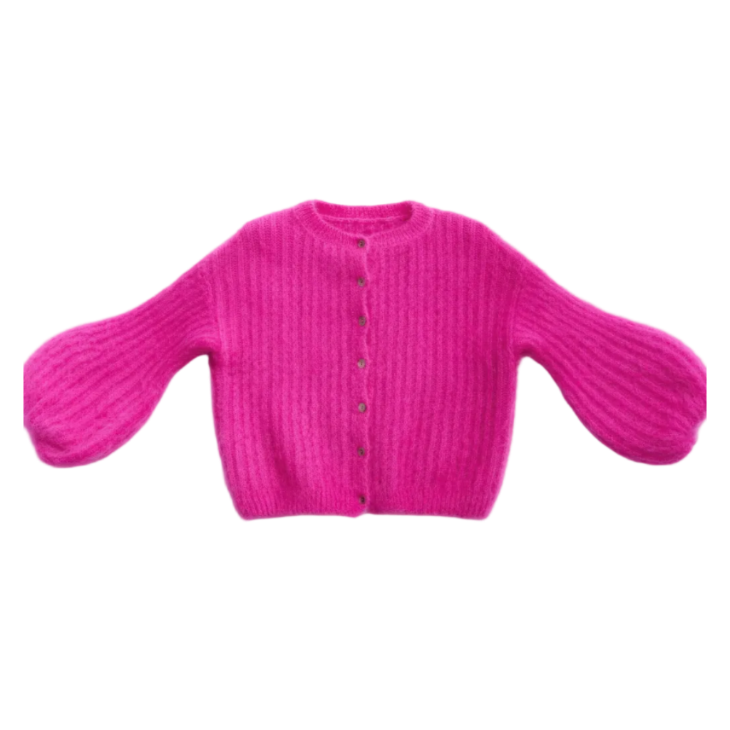 Kid Mohair Strickjacke mit Ballonärmeln