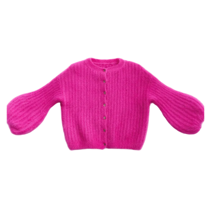 Kid Mohair Strickjacke mit Ballonärmeln
