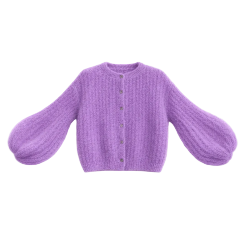 Kid Mohair Strickjacke mit Ballonärmeln