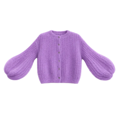 Kid Mohair Strickjacke mit Ballonärmeln