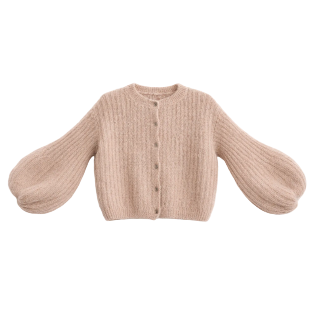 Kid Mohair Strickjacke mit Ballonärmeln