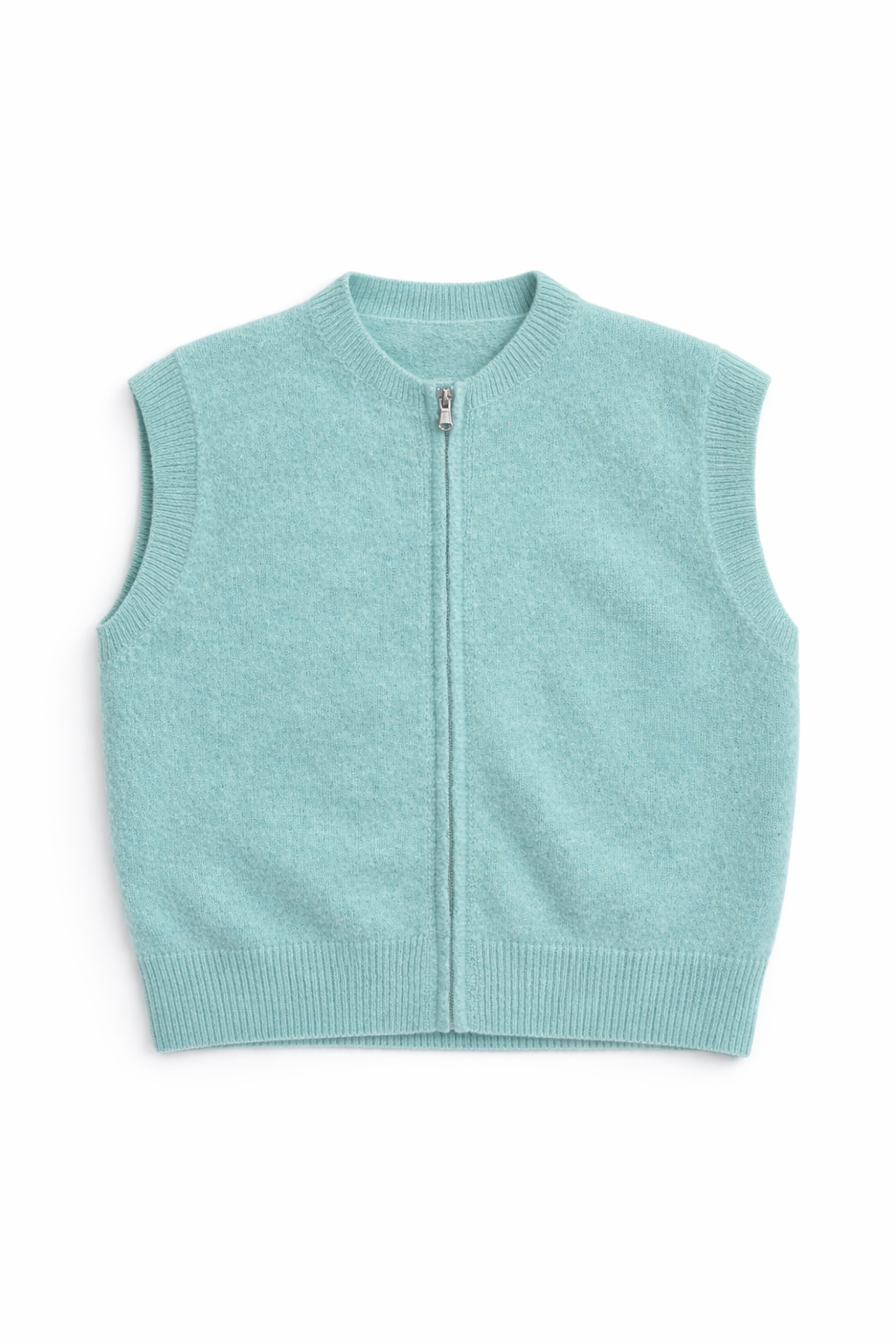 Flauschiger Pullunder im Bomberstyle mit Reißverschluss