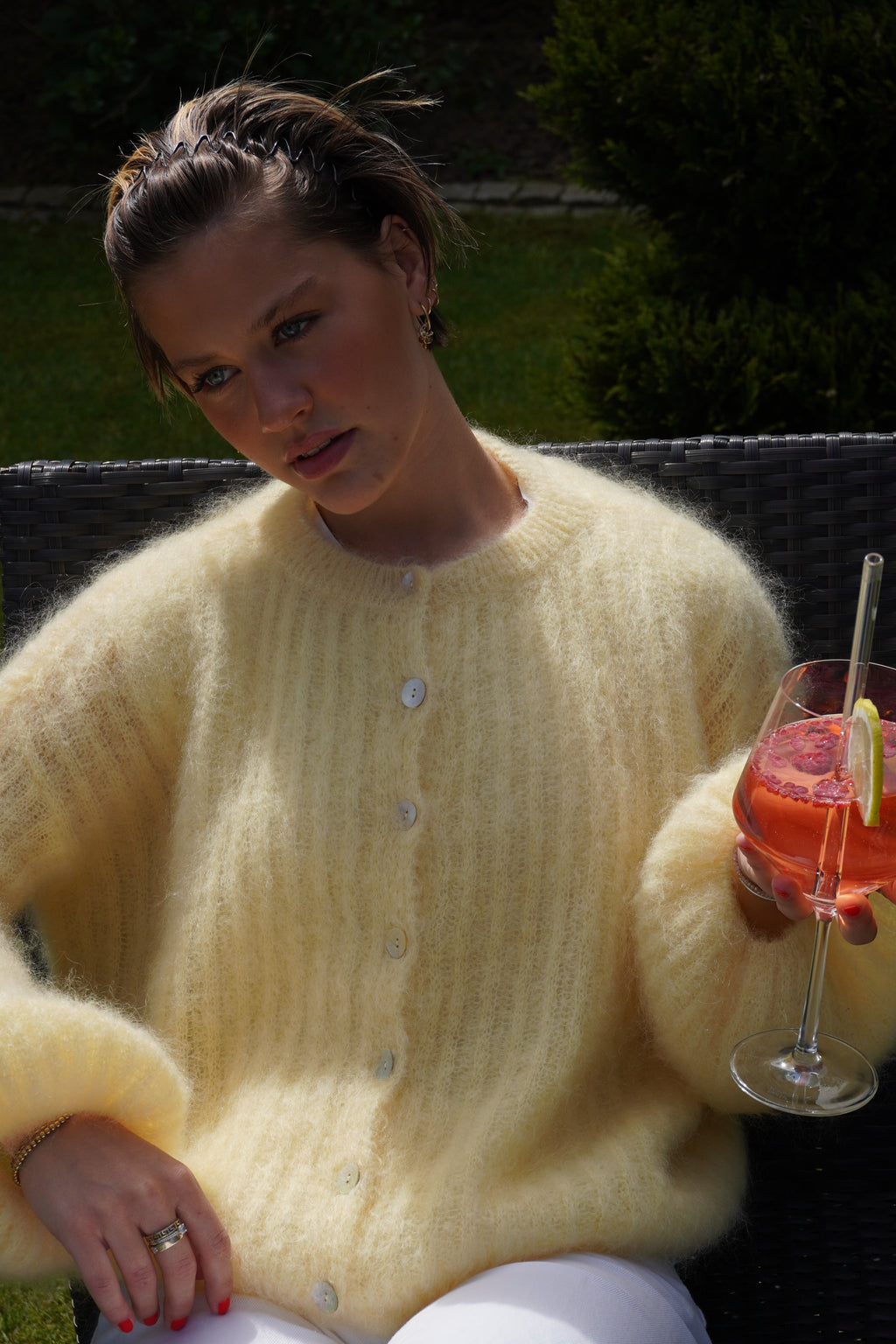 Kid Mohair Strickjacke mit Ballonärmeln