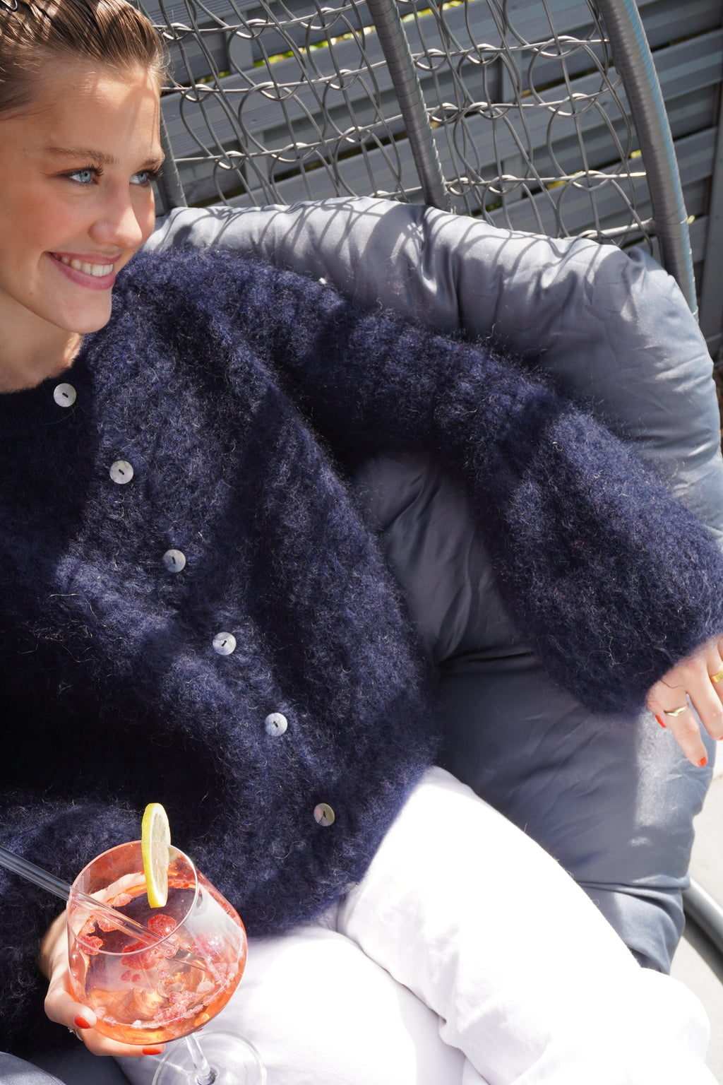 Kid Mohair Strickjacke mit Ballonärmeln