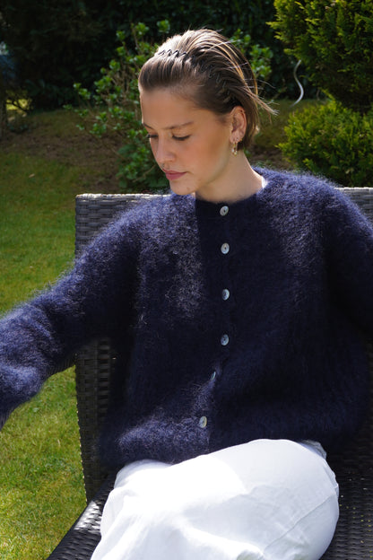 Kid Mohair Strickjacke mit Ballonärmeln