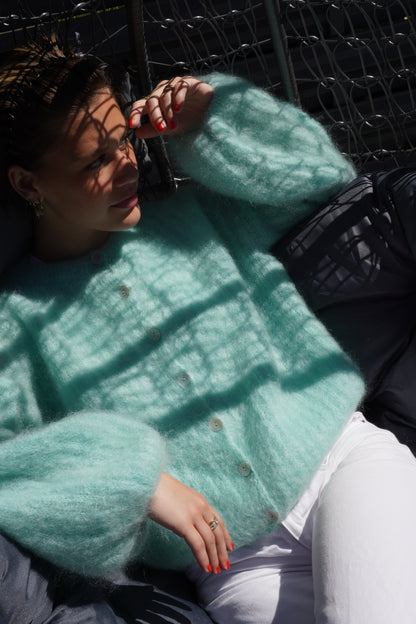 Kid Mohair Strickjacke mit Ballonärmeln