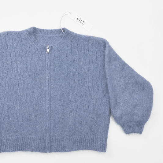 Flauschige Jacke im Bomberstyle mit Reißverschluss