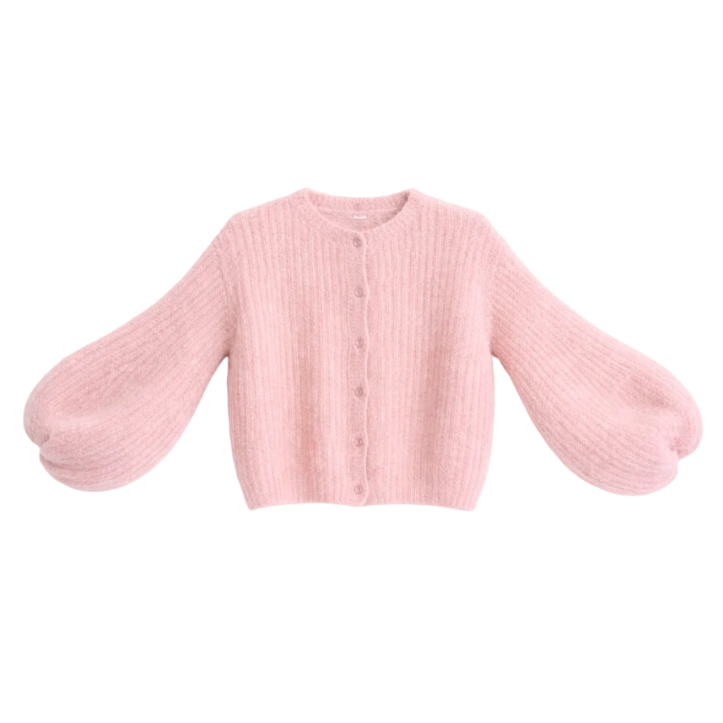 Kid Mohair Strickjacke mit Ballonärmeln