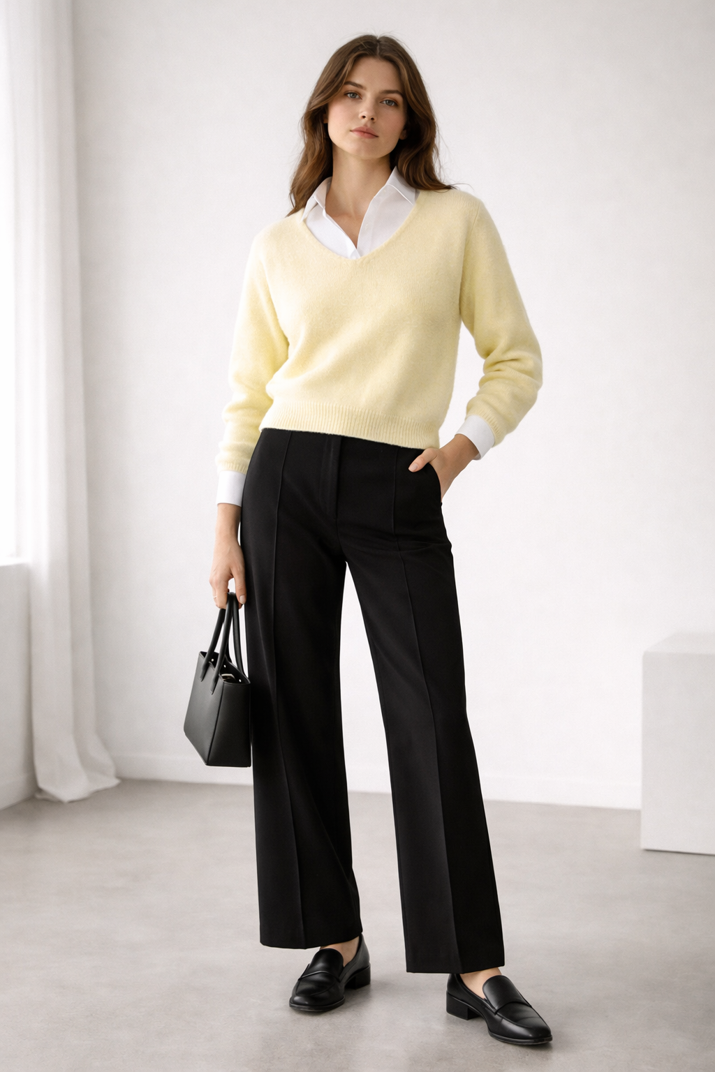 Pullover mit V-Kragen aus Mohair Mix