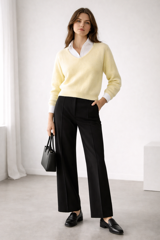 Pullover mit V-Kragen aus Mohair Mix