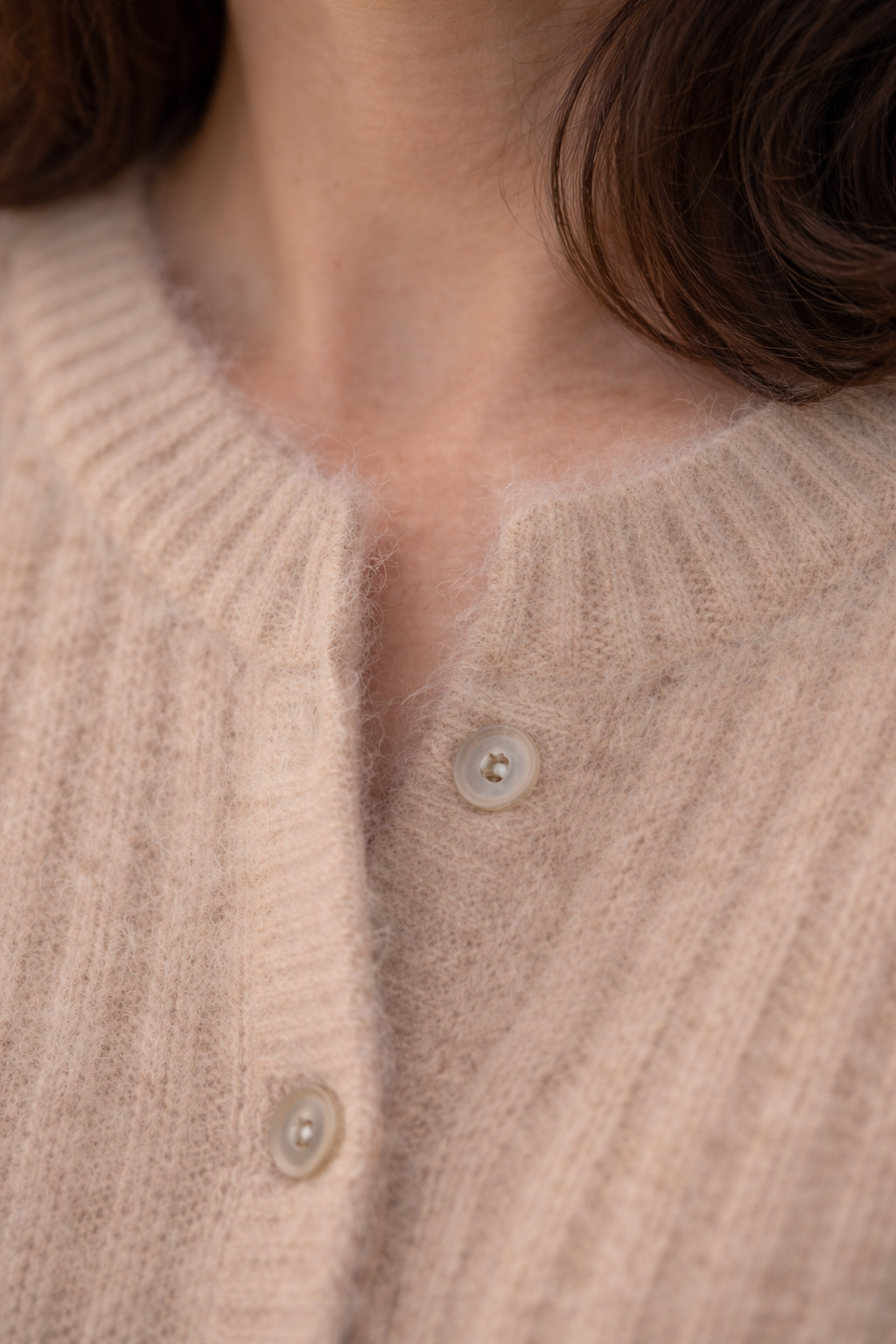 Kid Mohair Strickjacke mit Ballonärmeln