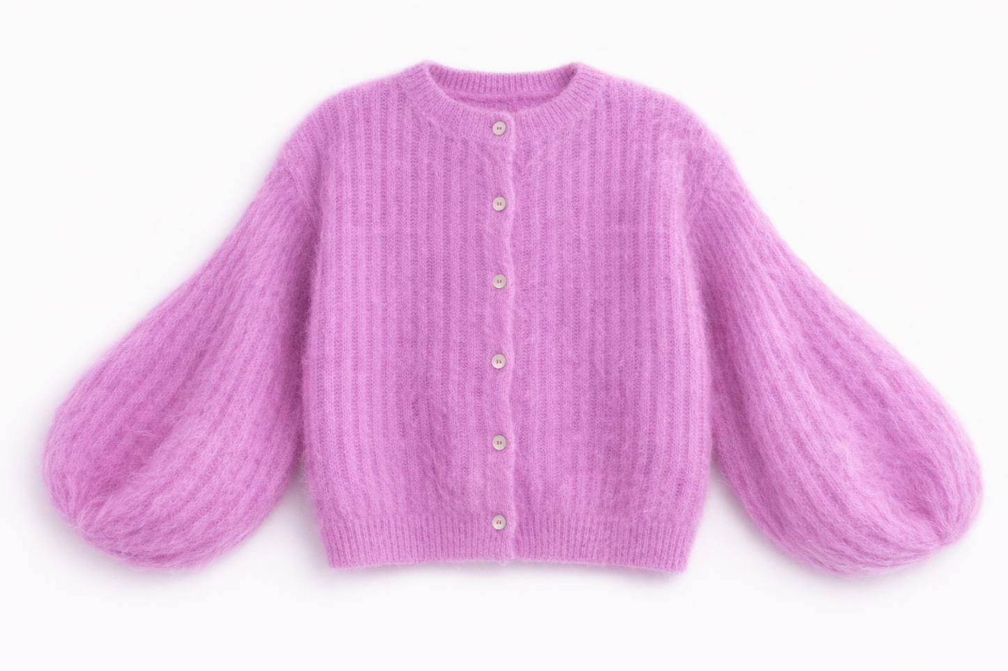Kid Mohair Strickjacke mit Ballonärmeln