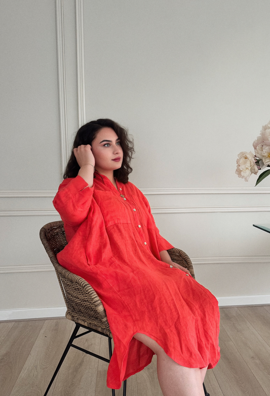 Oversize-Leinenkleid