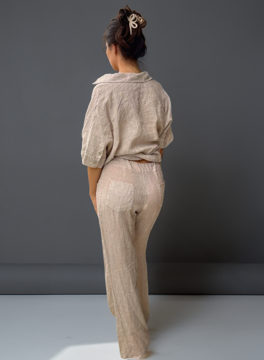 Leinenhose mit weitem Bein