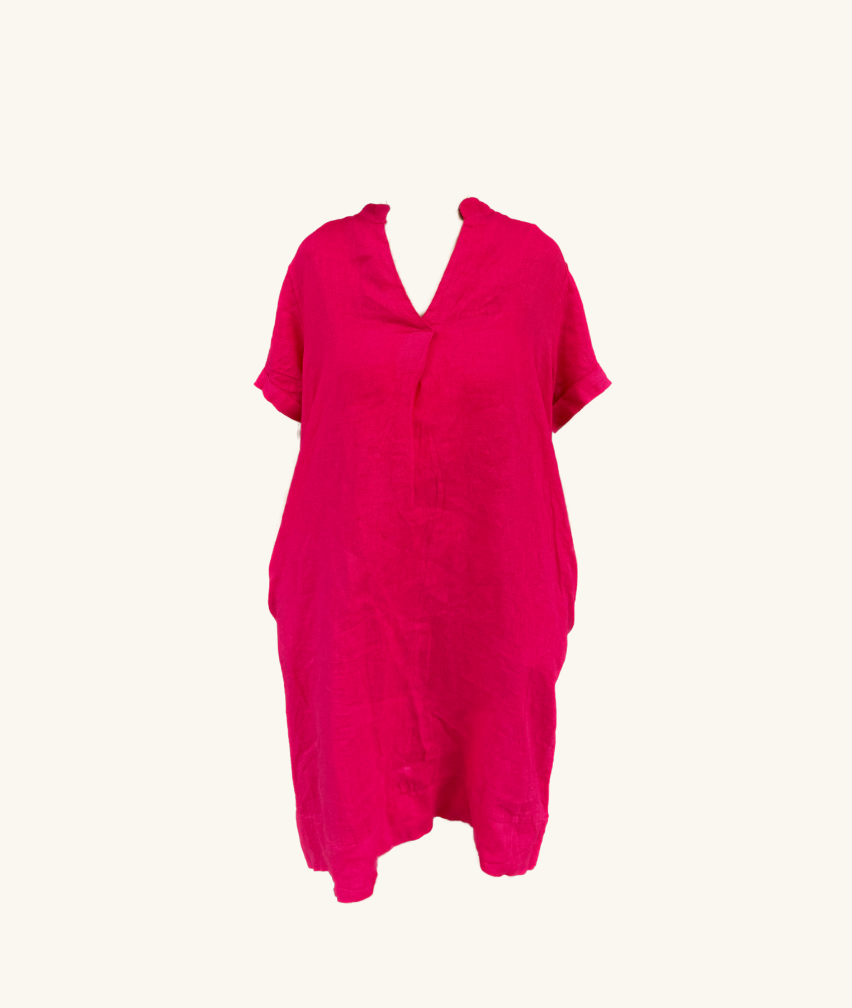 Leinenkleid mit V-Ausschnit
