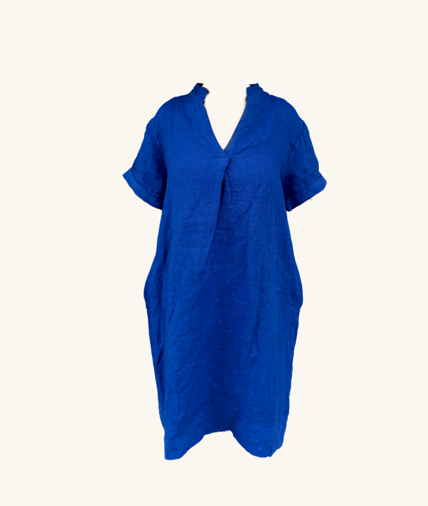 Leinenkleid mit V-Ausschnit