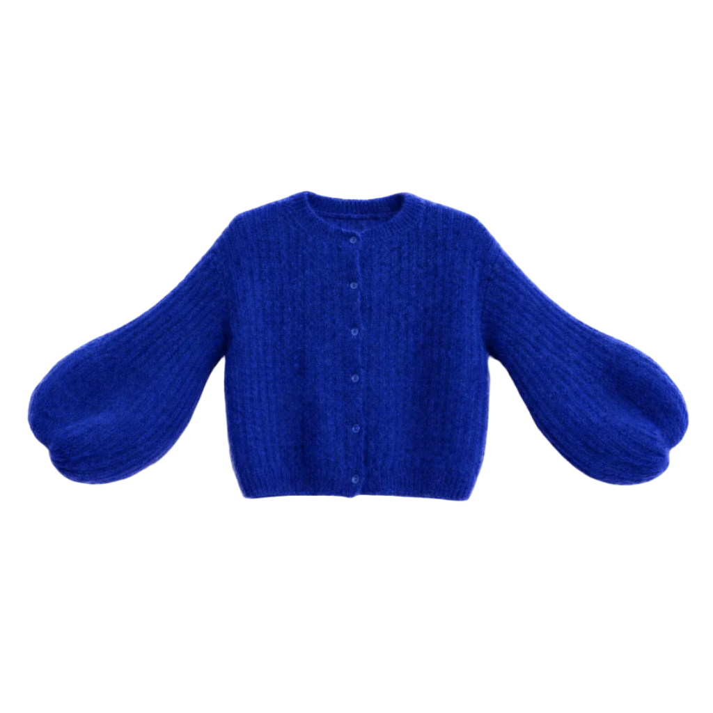 Kid Mohair Strickjacke mit Ballonärmeln