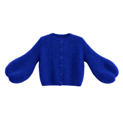 Kid Mohair Strickjacke mit Ballonärmeln