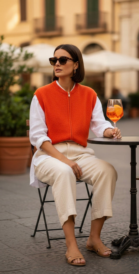 Flauschiger Pullunder im Bomberstyle mit Reißverschluss