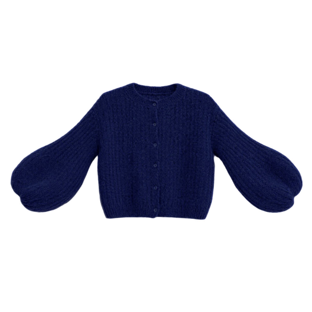 Kid Mohair Strickjacke mit Ballonärmeln