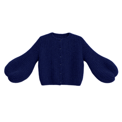 Kid Mohair Strickjacke mit Ballonärmeln