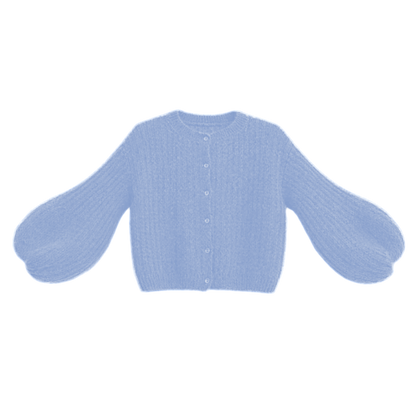 Kid Mohair Strickjacke mit Ballonärmeln